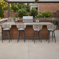PURPLE LEAF Outdoor Bar Stools Set of 4 30 Inch Patio Swivel Bar Stool Chairs with Ergonomic Back Outdoor Aluminum Barstools for Porch Garden Indoor Kitchen, Grey