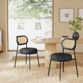 VASAGLE Dining Chairs, Set of 2 Accent Chair for Dining Room Kitchen, with Boho PE Rattan Back, Synthetic Leather Upholstery, Ink Black ULDC160B02