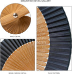 Japanese Folding Hand Fan for Women - Bamboo Silk Handheld Foldable Fan with Tassel & Pouch for Hot Flashes, Rave, Church, Gift,Wedding - Whisper-Quiet, Purse Size (Bamboo Black)