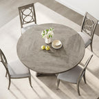 47" Round Farmhouse Dining Table, Seats 4–6, Wood Top & Legs, Sturdy Kitchen Table for Home, Dining Room, or Living Room – Grey (No Chairs)