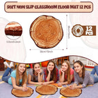 12 Pcs Round Carpet Rugs 15 Inch Non Slip Accent Mats Soft Plush Floral Floor Mats for Living Room Bedroom Entryway Vanity Dorm Apartment Home Decor (Stump)