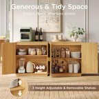 30.3" Modern Sideboard Buffet Cabinet w/ Storage & Fluted Arched Doors, Accent Storage Cabinet, Coffee Bar Buffet Console Table Credenza for Dining Room/Living Room/Entryway/Small Space, Natural Wood