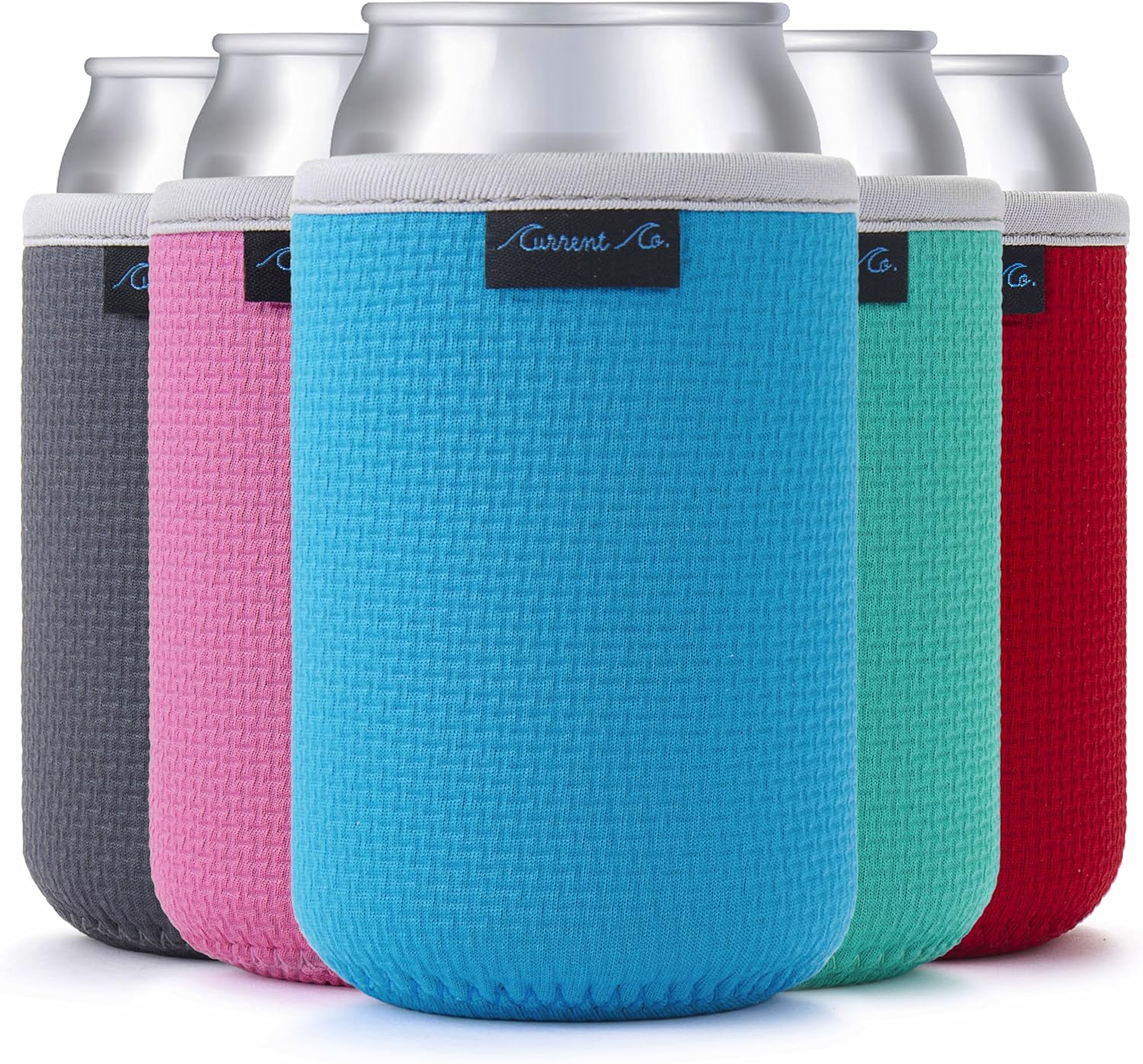 Current Co. Beer Can Cooler Sleeves (5 Pack) Soft Insulated Neoprene Beer Coolies for Cans & Bottles - HTV Vinyl Compatible Drink Coolies - Bulk Blank Can Cozy Set – Standard 12 Oz Drink Koolies
