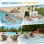 Pool Lounge Chairs Outdoor Set of 2，Aquawave Lounge Chair, HDPS Long Pool Chairs for in Pools, Weighted All Weather Tanning Chair with Headrest for Outside Beach Patio Sun Bathing Hotel, Gray