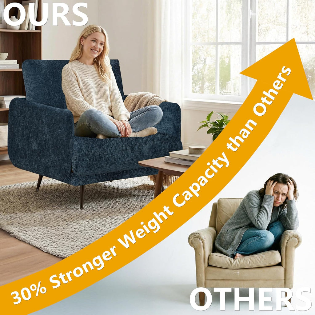Oversized Accent Chair for Living Room Chairs Reading Arm Chair Comfy Modern Single Sofa Side Chairs with Metal Legs & Soft Cushion for Bedroom, Waiting Room