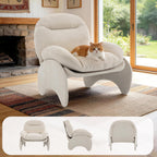 Funny Crab Design Novelty Accent Chair for Adults Teens, Soft Chenille Fabric Unique Animal Themed Kids Sofa, Cute Lounger for Bedroom, Living Room, Dorm, Apartment (Beige)