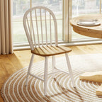 Windsor Dining Chairs Spindle Kitchen Chairs Set of 2, Countryside Solid Wood Kitchen Chairs for Dining Room/Living Room/Home Office/Reception, White, Round Back
