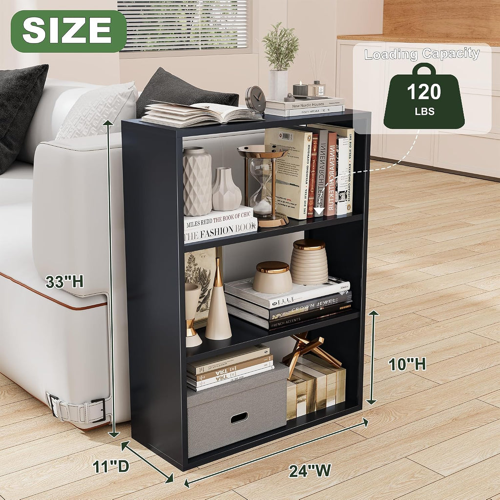 Metal End Table, 33" H Tall Bedside Table Sofa Table, 4 Tier Small Night Stand, Skinny Black Side Table for Office, Living Room, Office, Bedroom