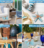 Puzzled Nautical Turquoise Starfish Set - Decorative Beach Style Tabletop Centerpiece, Realistic Resin Sea Coral Reef Starfishes for Ocean Themed Home Accent Decor - 3 Pieces
