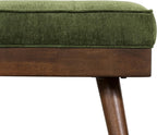 Poly & BARK Luca Fabric Bench – Tufted Upholstered Entryway or Bedroom Bench with Solid Wood Frame – Mid Century Inspired Seating in Fabric Green for Hallway, Living Room or End of Bed Use