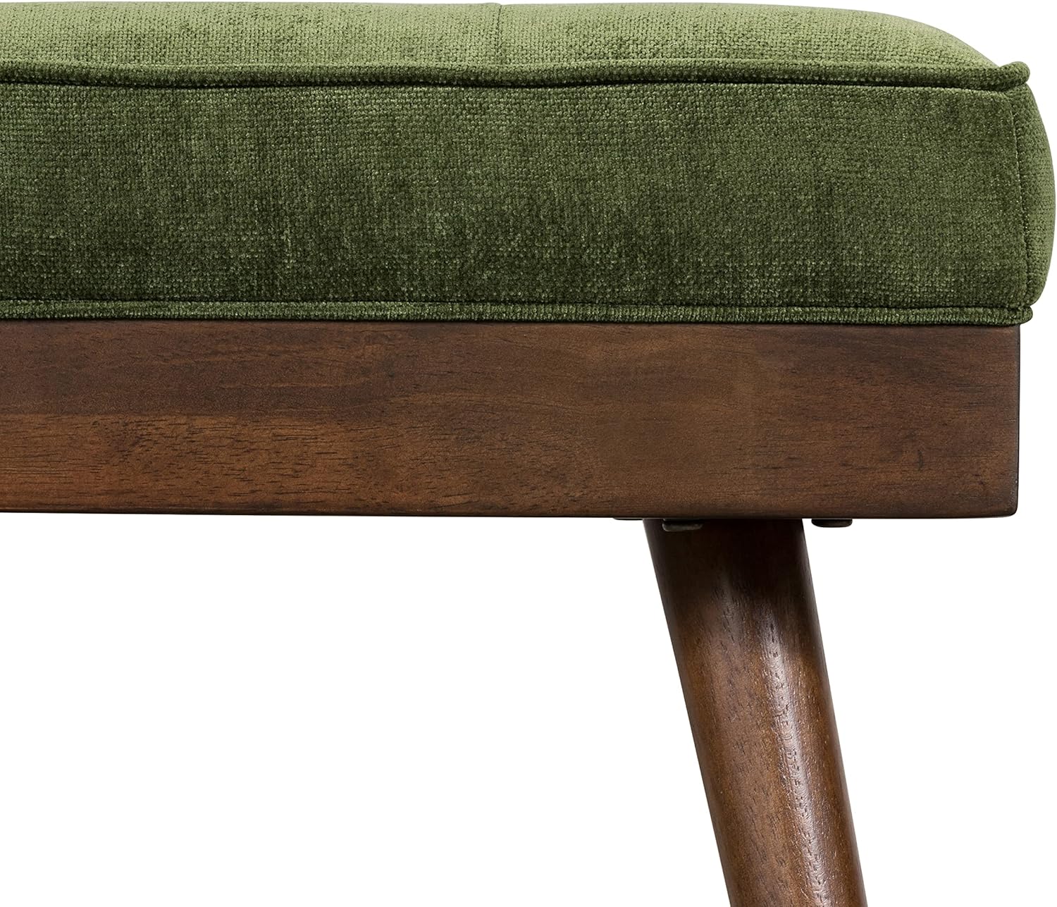 Poly & BARK Luca Fabric Bench – Tufted Upholstered Entryway or Bedroom Bench with Solid Wood Frame – Mid Century Inspired Seating in Fabric Green for Hallway, Living Room or End of Bed Use