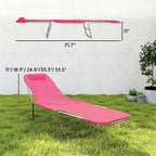 Outsunny Folding Chaise Lounge Chair, Pool Sun Tanning Chair, Outdoor Lounge Chair with Reclining Back, Breathable Mesh Seat, Headrest for Beach, Yard, Patio, Pink