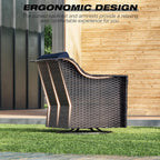 Joyside Wicker Patio Furniture Sets, 8 Pieces Upgraded Large Size Outdoor Furniture with Swivel Rocking Patio Chairs, Patio Dining Chair, 3-Seat Sofa, Outdoor Ottoman, Thick Cushions, Wide Armrest