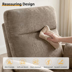 Oversized Nursery Rocking Chair, 360° Swivel Glider Recliner Chair, Chenille Silent Nursery Chair with 2 Pillows and Footrest, Cozy Reclining Sofa for Living Room, Bedroom, Nursing, Camel