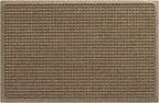 WaterHog Squares Front Door Mat Indoor Outdoor Entrance, Absorbent All-Weather Doormat with Non-Slip Rubber Backing, Dirt & Moisture Trapper, Low Profile, Easy Clean, Made in USA, 23"x35.5" Camel