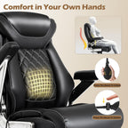 700lbs Big and Tall Office Chair, Ergonomic Heavy Duty Executive Cloth Office Chair with 5D Flip Arms & Adjustable Lumbar Support & Dual Rubber Wheel, Large Thick Padded Extra Wide Seat, Black
