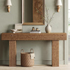 Solid Wood Console Table, 63-Inch Long Farmhouse Entryway Table, Sofa Console Behind Couch, for Foyer, Hallway, Living Room, Dark Brown