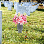 2PCS Cemetery Vases for Grave-Durable Plastic Grave Vases Flower Holder with Metal Spikes Bow Decor for Cemetery Headstones, Outdoor Grave Decorations for Memorial Gifts for Loss of Loved One - Grey