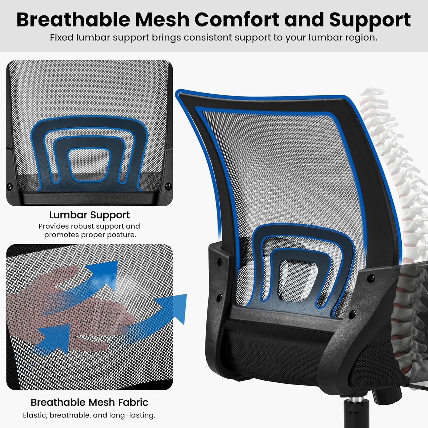 Yaheetech Home Office Modern Desk and Chair Set Computer Desk w/Drawer & Shelves with Ergonomic Mesh Height Adjustable Office Chair