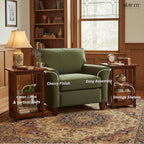 Alaterre Furniture Mission 3-Tier End Table Set of 2 – Craftsman Style Wood Side Table with Vertical Slat Side Panels and Open Storage for Living Room, Bedroom, or Cozy Reading Nook (Cherry)
