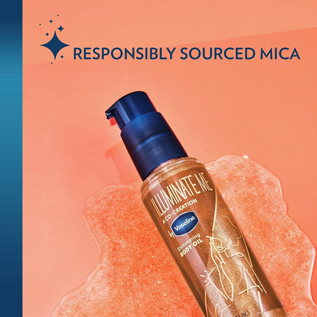 Vaseline Illuminate Me Shimmering Body Oil Created for Melanin Rich Skin, Illuminates Skin with Finishing Touch of Shimmer for Glowing Skin 3.3 oz