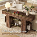 Feonase 63 Inches Long Console Table for Entryway, Wood Sofa Table Behind Couch with 3-Tier Storage, Narrow Entry Hallway Table for Living Room Entrance Foyer, Rustic Brown