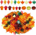 HADDIY Fall Vase Filler,165 Pcs Acrylic Pumpkin Leaves Acorn Gems Sensory Bin Fillers for Thanksgiving Centerpieces Table Decorations,Table Scatters,Preschool Counting and Thanksgiving Craft