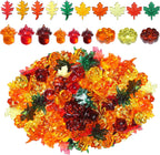 HADDIY Fall Vase Filler,165 Pcs Acrylic Pumpkin Leaves Acorn Gems Sensory Bin Fillers for Thanksgiving Centerpieces Table Decorations,Table Scatters,Preschool Counting and Thanksgiving Craft