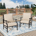 MIXPATIO Patio Chairs Set of 2, High Back Outdoor Patio Metal Leg Chairs with 5.75" Thick Cushions for Bistro Balcony Porch Deck and Yard, Beige