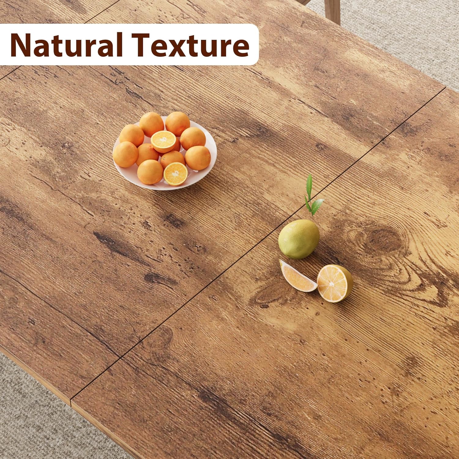 IDEALHOUSE 78.7" Long Rectangle Dining Table for 6-8 People, Industrial Wood Dinner Table (Only Table) (New Retro)