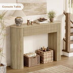 MECHYIN 47" Console Table, Fluted Sofa Table with Sturdy Construction, Small Curved Entryway Table for Entrance, Behind The Couch, Hallway, Living Room, Foyer