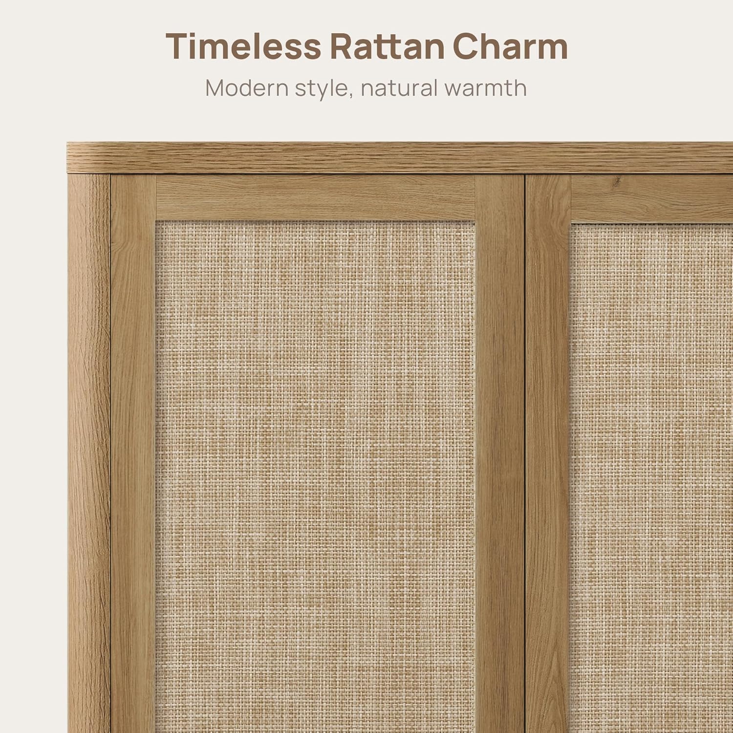 SICOTAS 64" Rattan Modular Buffet Sideboard Storage Cabinet - Large Credenza Console Table with Adjustable Shelves, Farmhouse Boho Coffee Bar Cabinet Stand for Living Room, Hallway, Dining Room