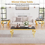 Square Glass End Table, 23" Modern Side Table with Black Tempered Glass Top and Gold Mirror-Finished Stainless Steel S-Shaped Legs, Modern Luxury End Table for Living Room or Bedroom