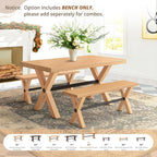 LUE BONA 47 inch Dining Bench with Solid Wood, Farmhouse Kitchen Bench with Natural Wood Grain, Heavy Duty Rectangular Kitchen Dining Chair for Home and Dining Room, Oak Grain-Natural Color