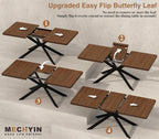 Extendable Dining Room Table for 4 6 8, 55"-70.9" Long Rectangle Kitchen Table,Wood Expandable Dining Table with Butterfly Leaf Self-Storing, Space Saving, For Kitchen Dining Living Room,Modern,Walnut