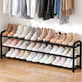ENJOYBASICS 3 Tier Expandable Shoe Rack for Closet, Free Standing Metal Shoe Shelf Storage Organizer Holder 18 Pairs, Adjustable Width Shoe Rack for Entryway Small Space, Black