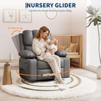 Garvee Oversized Swivel Rocker Recliner Chair - Heat and Massage, Leather Manual Recliner for Adults, Lazy Chair with Cup Holders, Comfort Arms and Back Single Sofa for Living Room