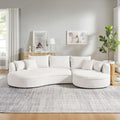 KEVINSPACE 128.15" Sofa Couch Modern Curved Cloud Round Sectional Couches Comfy with Pillows Luxury Chaise L Shape Upholstery for Living Room Apartment White Right Hand Facing