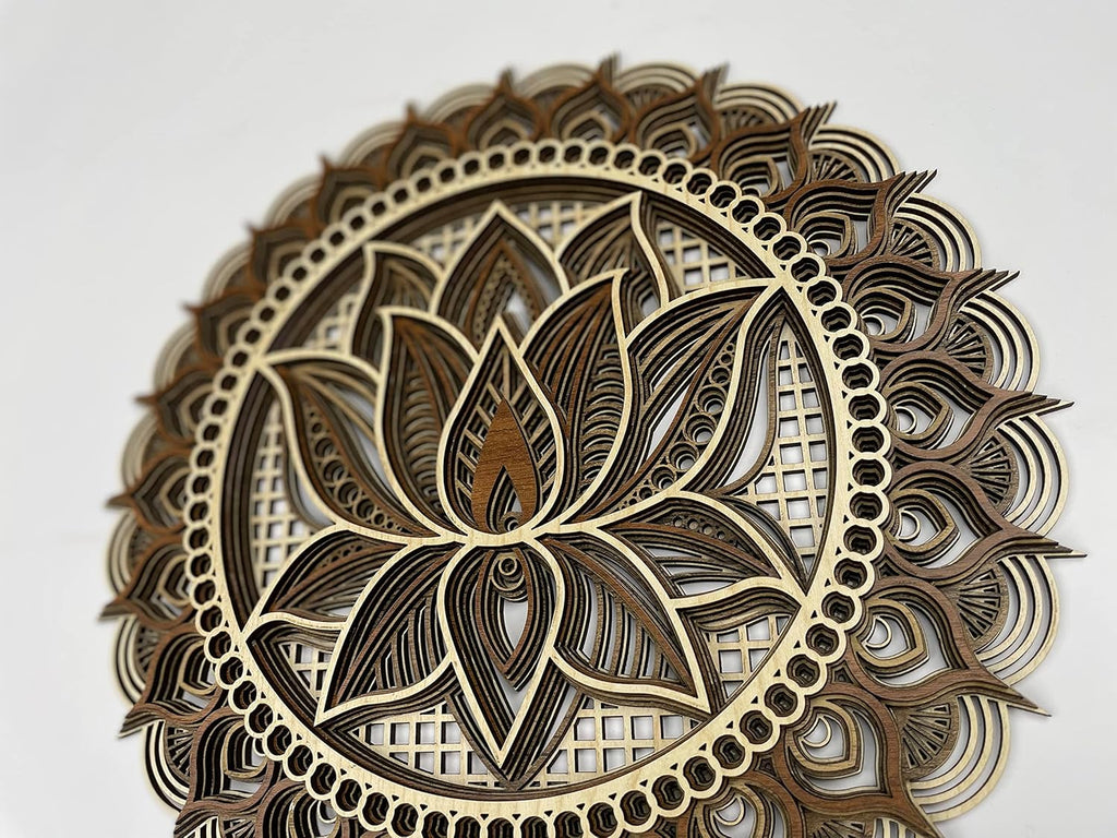 Mandala Wall Art, Mandala Wood Wall Art Decor, Lotus Flower Wall Decoration, Layered Mandala (X-Large)