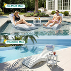 nalone Foldable Pool Lounge Chair, HDPE in Pool Chaise Lounge (2, White) | With Wheels and Pillow, No Installation Required, Large Size, For Pool Beach Patio, Folding Tanning Chairs