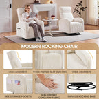 Yaheetech 360° Swivel Glider Chair for Nursery, Rocking Chair Nursing Chair with Side Pockets, Corduroy Glider for Living Room with High Back Beige