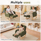 FOXHUNTER Rocking Chair for Nursery with High Backrest & Foot Rest-Nursery Rocking Chairs with Side Storage Pocket for Breastfeeding,Modern Glider Chair for Baby Bedroom,Living Room,Teddy, Green