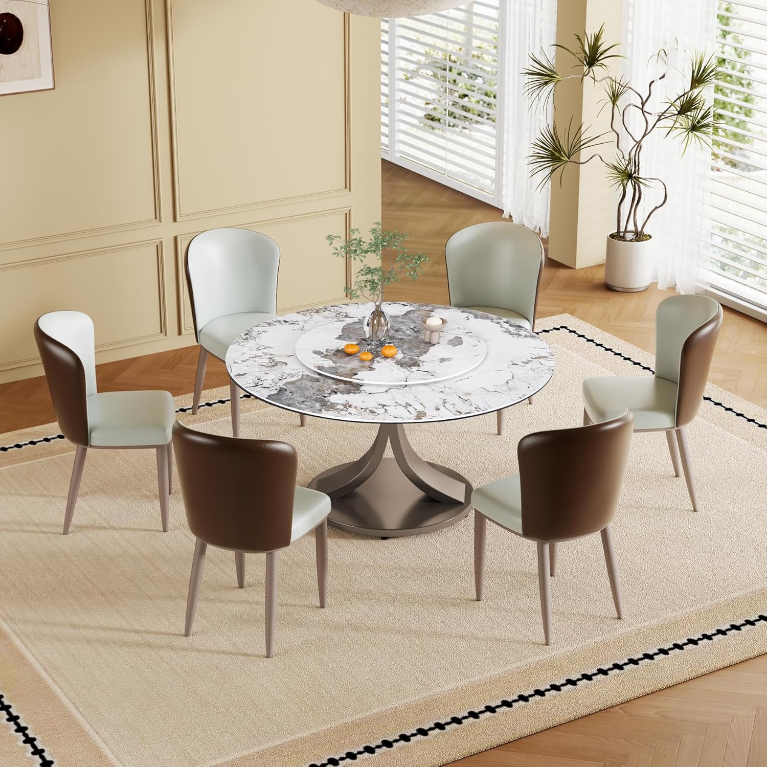 Dining Chairs Set of 2, Modern Faux Leather Dining with Carbon Steel Legs for Living Kitchen Dining Room