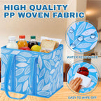VENO 3 Pack Reusable Grocery Bags, Shopping Bags for Groceries, Tote with Handles and Hard Bottom, Foldable Shopping Cart Organizer, Water Resistant, Heavy-Duty (Spring Breeze, 6 Gallon)