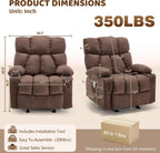 Massage Rocking Recliner Chair, Ergonomic Recliners Sofa with Vibration Massage & Heat, Rocking Chair Nursery Chair for Living Room Lounge with 4 Pockets, 2 Cup Holders, USB Charge Port, Brown
