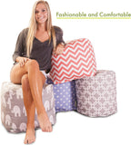 Majestic Home Goods Plantation Indoor/Outdoor Bean Bag Ottoman Pouf Cube, 17" L x 17" W x 17" H, Navy