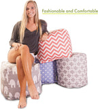 Majestic Home Goods Plantation Indoor/Outdoor Bean Bag Ottoman Pouf Cube, 17" L x 17" W x 17" H, Navy