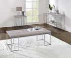 End Table Natural Oak Living1pc Chrome Frame Side Table