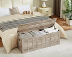 VANKILEY 51.2" Storage Chest Extra Large,Storage Bench with 2 Safety Hinges,Shoe Bench,51.2 * 15.7 * 19.1 inches,Wooden Trunk for Bedroom,livingroom,entryway,Supports 220 lb,Easy Assembly(Greige