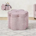 Crestview Collection 14.5" H Pink Flower Storage Ottoman,Sandy Pink | Chenille Fabric,Holds 300 LBS,Seating Foot Rest,For Bedroom Living Room Entryway,Home Decor